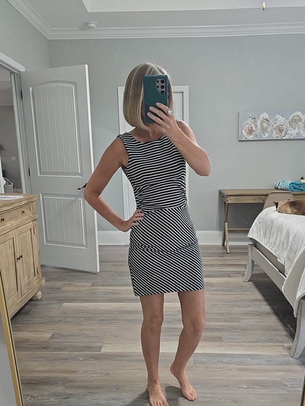GAP Black and White Striped Sleeveless Mini Dress